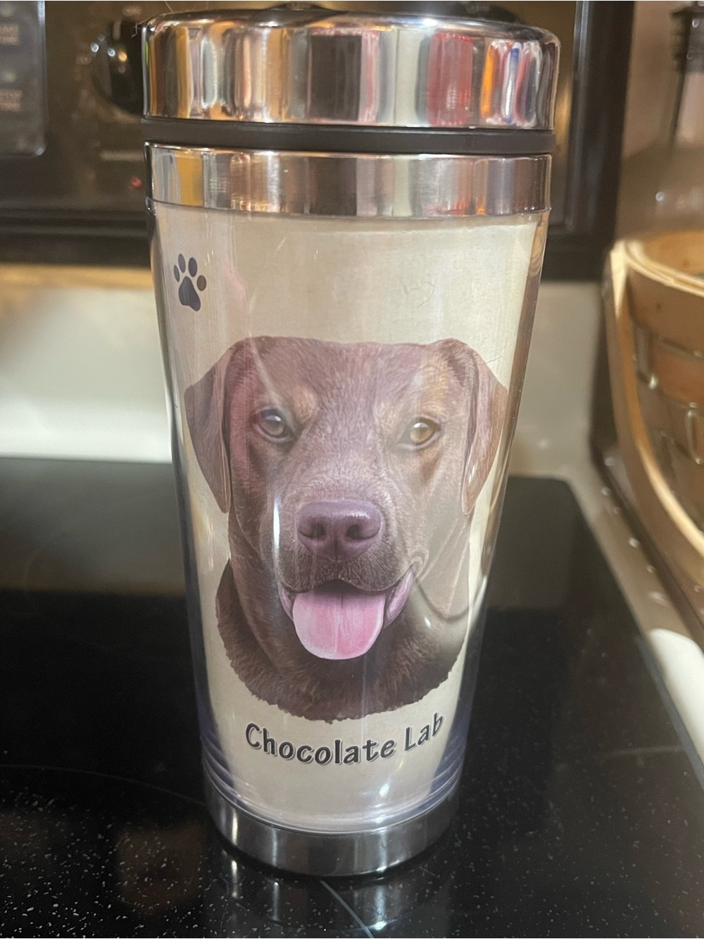 Dog Tumbler Coffee Cup 16oz Hot/Cold Stainless Steel Travel Cup USA Choco Lab